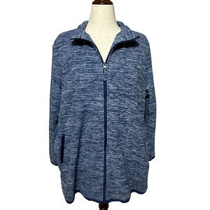 Woman Within Jacket Womens 1X 22/24 Blue Marled Micro Fleece Full Zip Outdoors